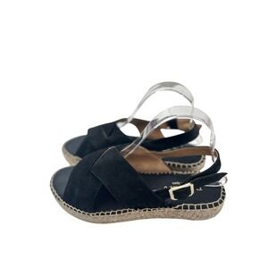 Paseart Black Suede Cross-Strap Espadrilles Size EU40 / US 9-9.5